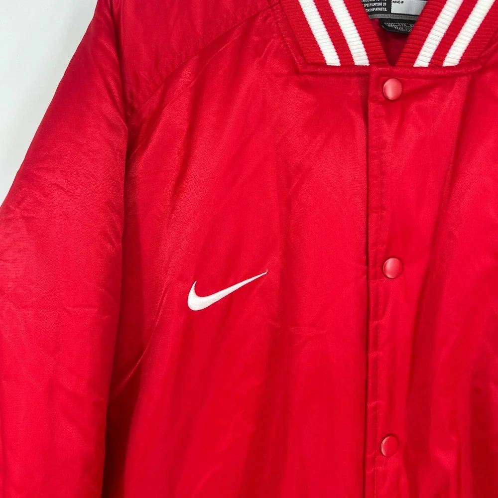 Vtg Nebraska CornHuskers Nike Bomber Jacket Mens XXL Red Satin College Football‎